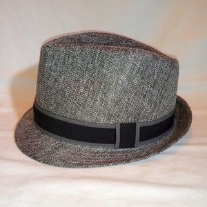 Gray Herringbone Tweed Fedora